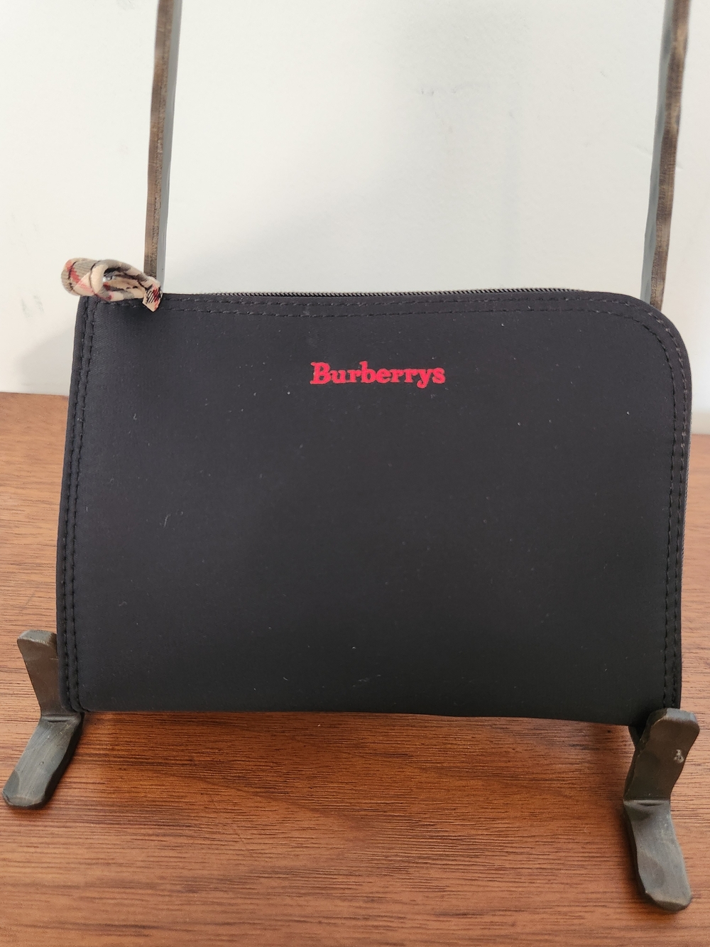 Burberry Black Zip Pouch with Classic House Check Detailing